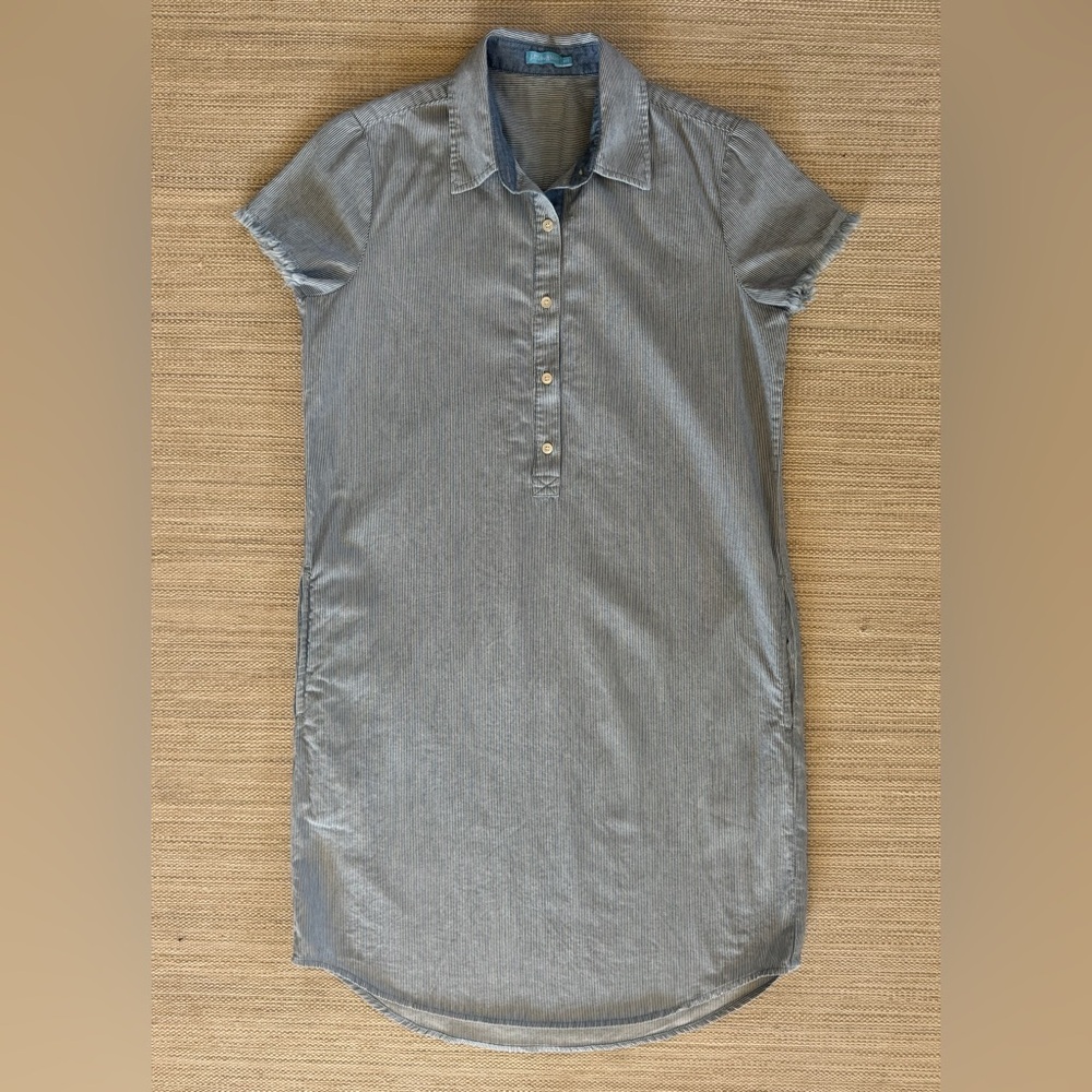 J.McLaughlin Arissa pinstripe fray light blue cotton shirt dress women’s XXS